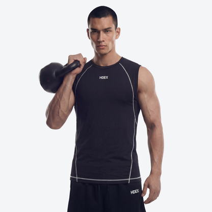 Pro Muscle Fit 滾邊貼身快乾運動背心 黑色