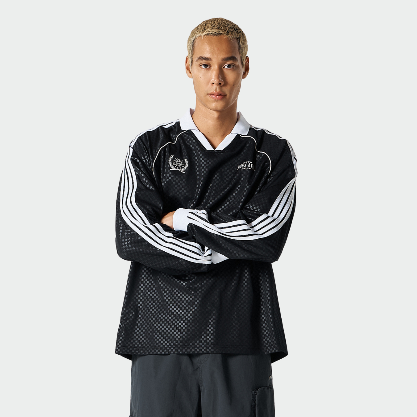 【早鳥優惠】Football Jersey 滾邊撞色長袖上衣 黑色(男女同款)