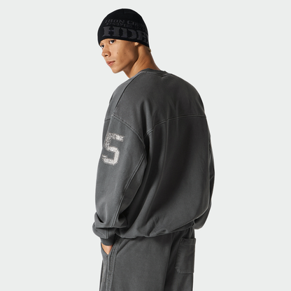 【早鳥優惠】Pigment Rugby 水洗復古風長袖上衣 鐵灰色