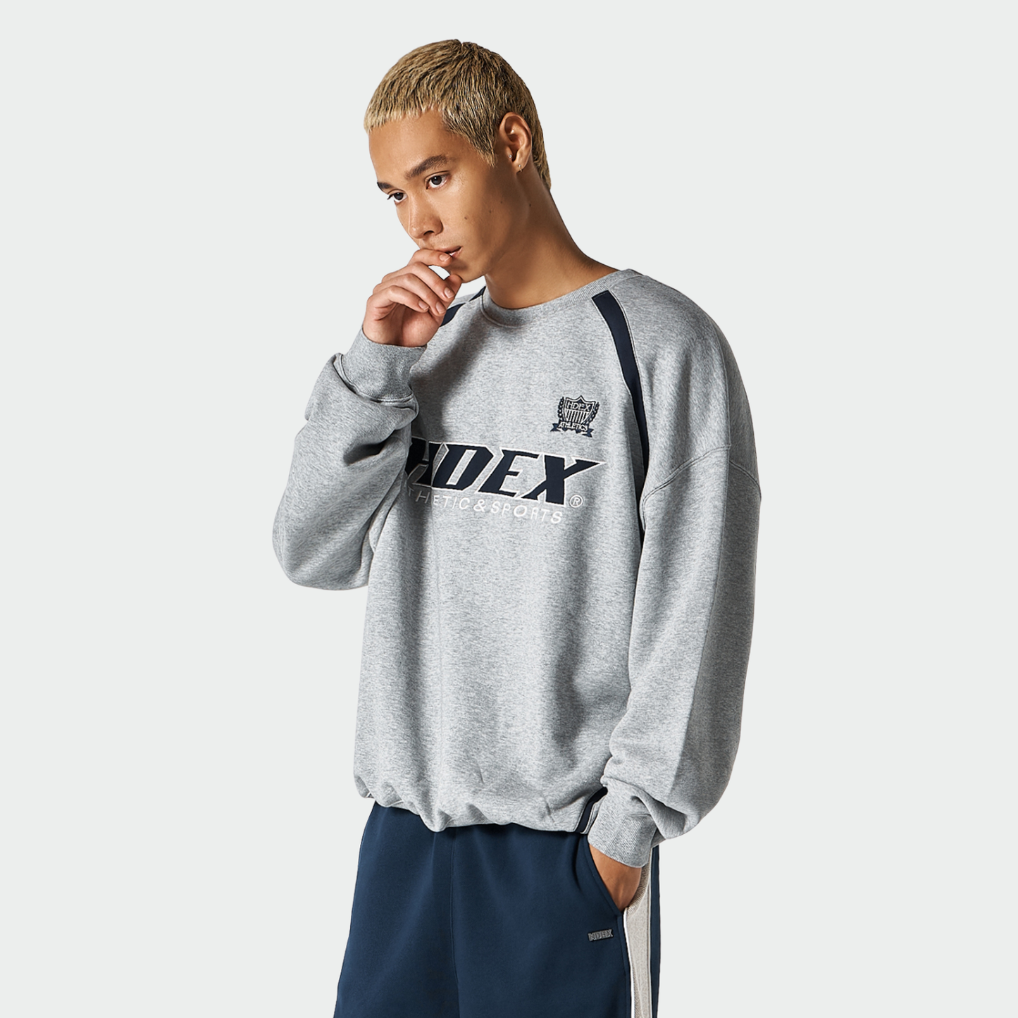 【早鳥優惠】Origin Color Block 滾邊撞色長袖上衣 麻花灰