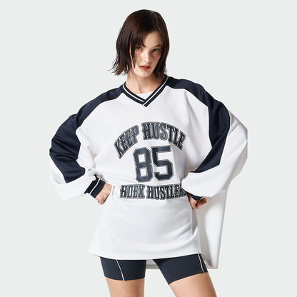 【早鳥優惠】Color Block Jersey 滾邊運動長袖上衣 白色(男女同款)