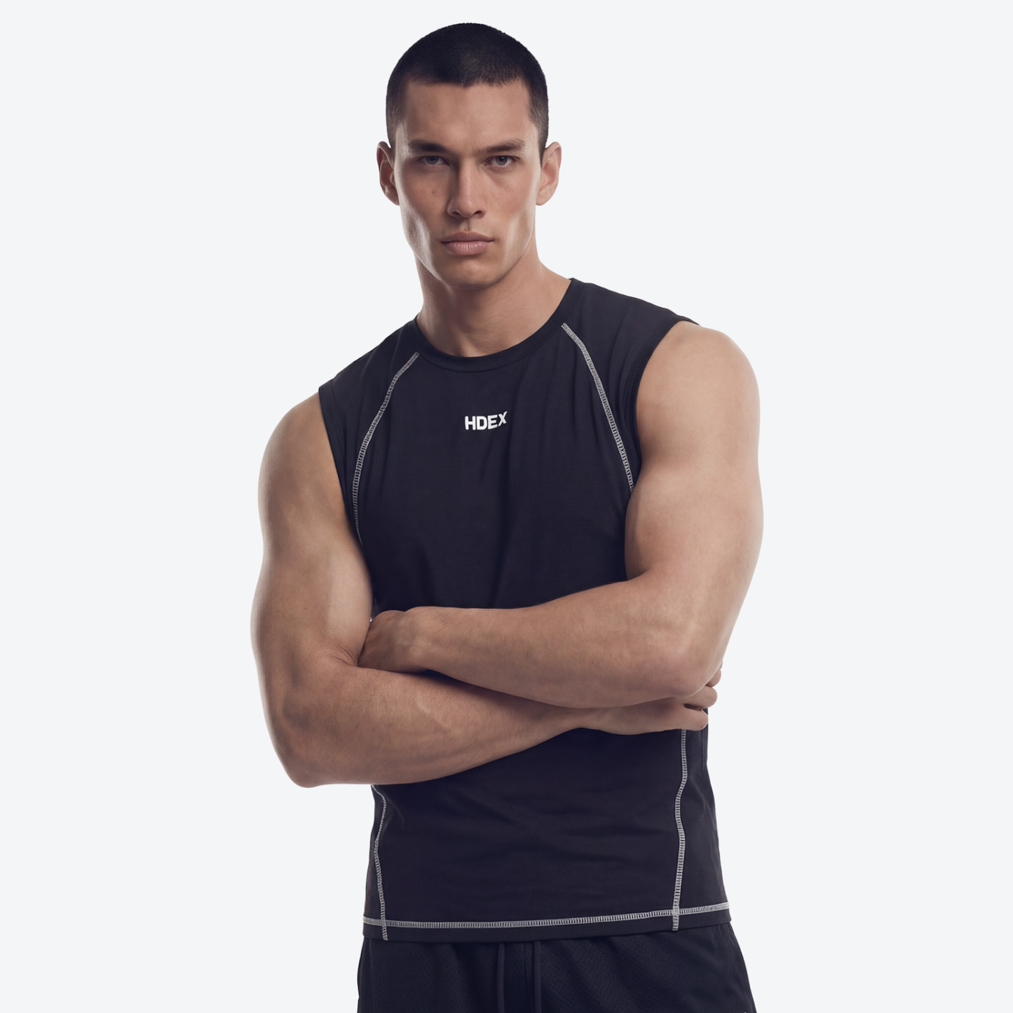Pro Muscle Fit 滾邊貼身快乾運動背心 黑色