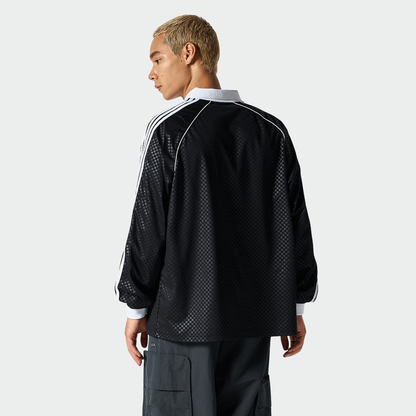 【早鳥優惠】Football Jersey 滾邊撞色長袖上衣 黑色(男女同款)