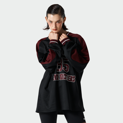 【早鳥優惠】Color Block Jersey 滾邊運動長袖上衣 黑色(男女同款)