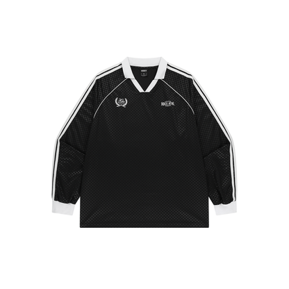 【早鳥優惠】Football Jersey 滾邊撞色長袖上衣 黑色(男女同款)