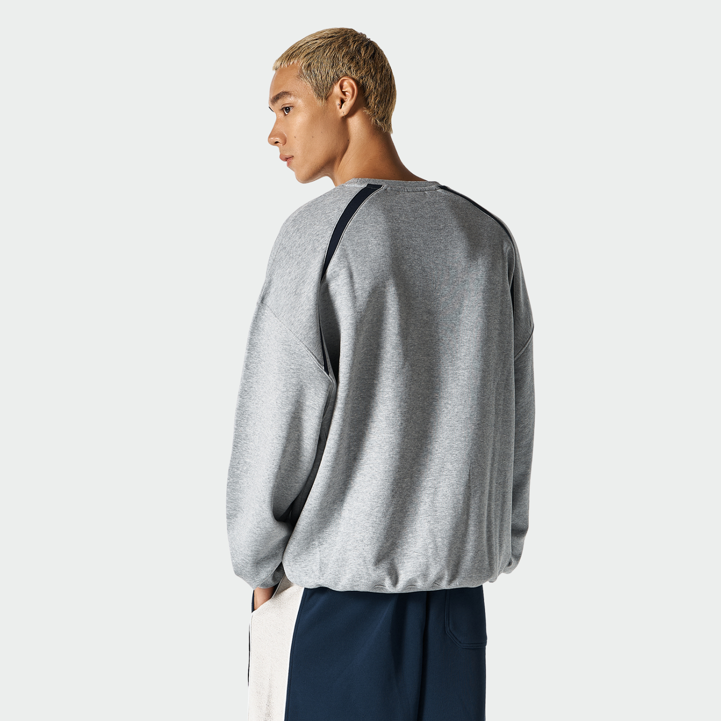 【早鳥優惠】Origin Color Block 滾邊撞色長袖上衣 麻花灰