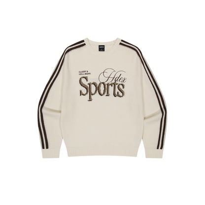 【早鳥優惠】Womens 滾邊休閒寬鬆混羊毛針織上衣 象牙白