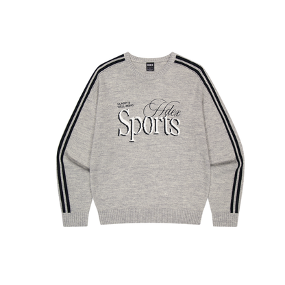 【早鳥優惠】Womens 滾邊休閒寬鬆混羊毛針織上衣 麻花灰