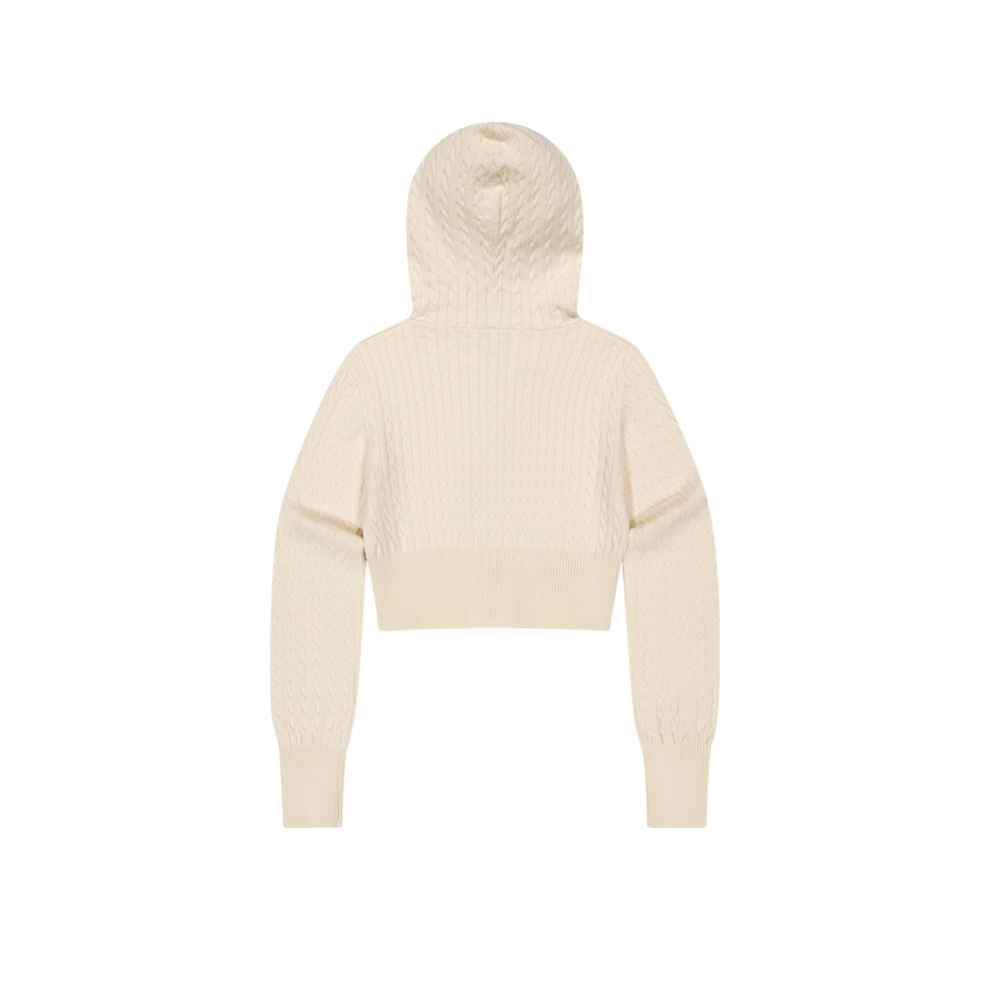 【早鳥優惠】Womens Cable 麻花針織短版連帽外套 象牙白