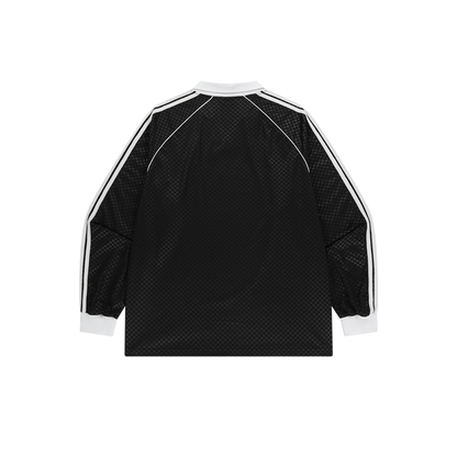 【早鳥優惠】Football Jersey 滾邊撞色長袖上衣 黑色(男女同款)