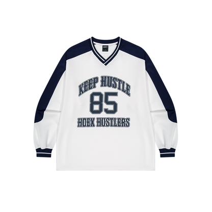 【早鳥優惠】Color Block Jersey 滾邊運動長袖上衣 白色(男女同款)