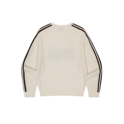 【早鳥優惠】Womens 滾邊休閒寬鬆混羊毛針織上衣 象牙白