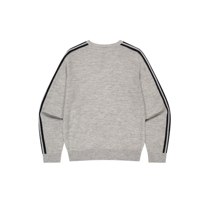 【早鳥優惠】Womens 滾邊休閒寬鬆混羊毛針織上衣 麻花灰