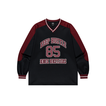 【早鳥優惠】Color Block Jersey 滾邊運動長袖上衣 黑色(男女同款)