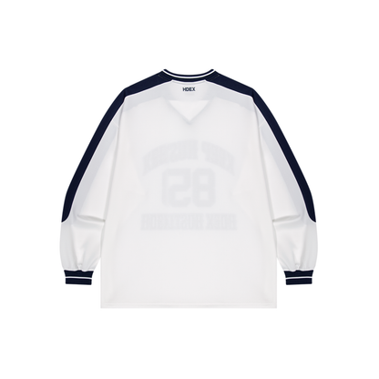 【早鳥優惠】Color Block Jersey 滾邊運動長袖上衣 白色(男女同款)