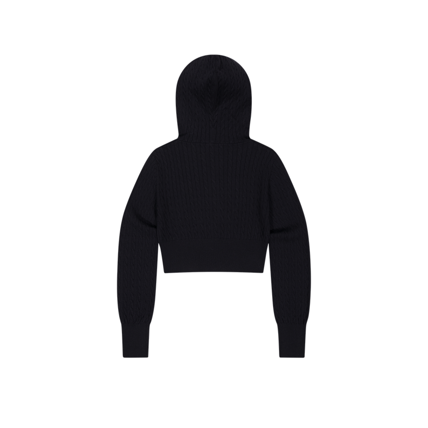 【早鳥優惠】Womens Cable 麻花針織短版連帽外套 黑色