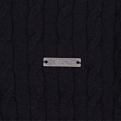 【早鳥優惠】Womens Cable 麻花針織短版連帽外套 黑色