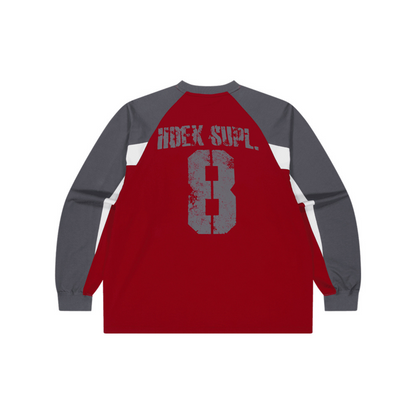 【新品早鳥優惠】Number 8 Raglan 滾邊撞色休閒純棉長袖上衣 暗紅色(男女同款)