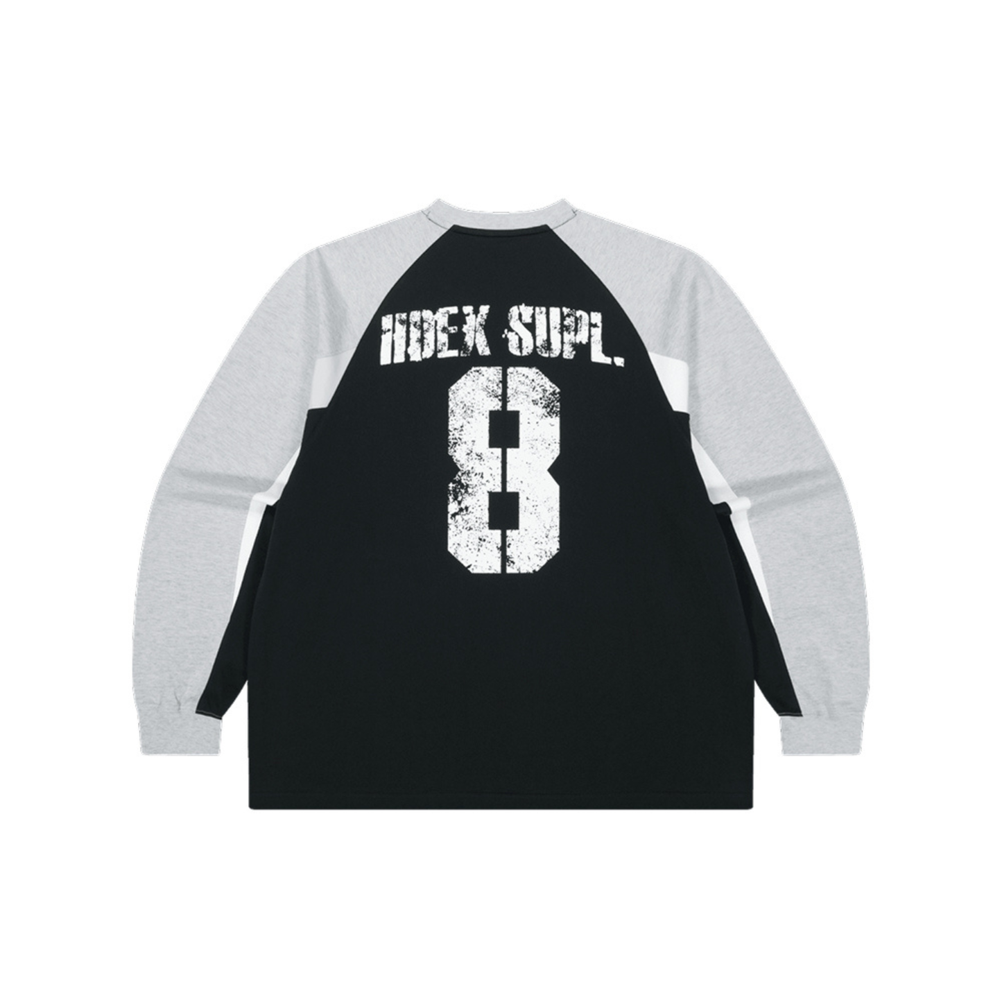 【新品早鳥優惠】Number 8 Raglan 滾邊撞色休閒純棉長袖上衣 黑色(男女同款)