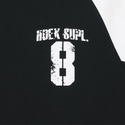 【新品早鳥優惠】Number 8 Raglan 滾邊撞色休閒純棉長袖上衣 黑色(男女同款)