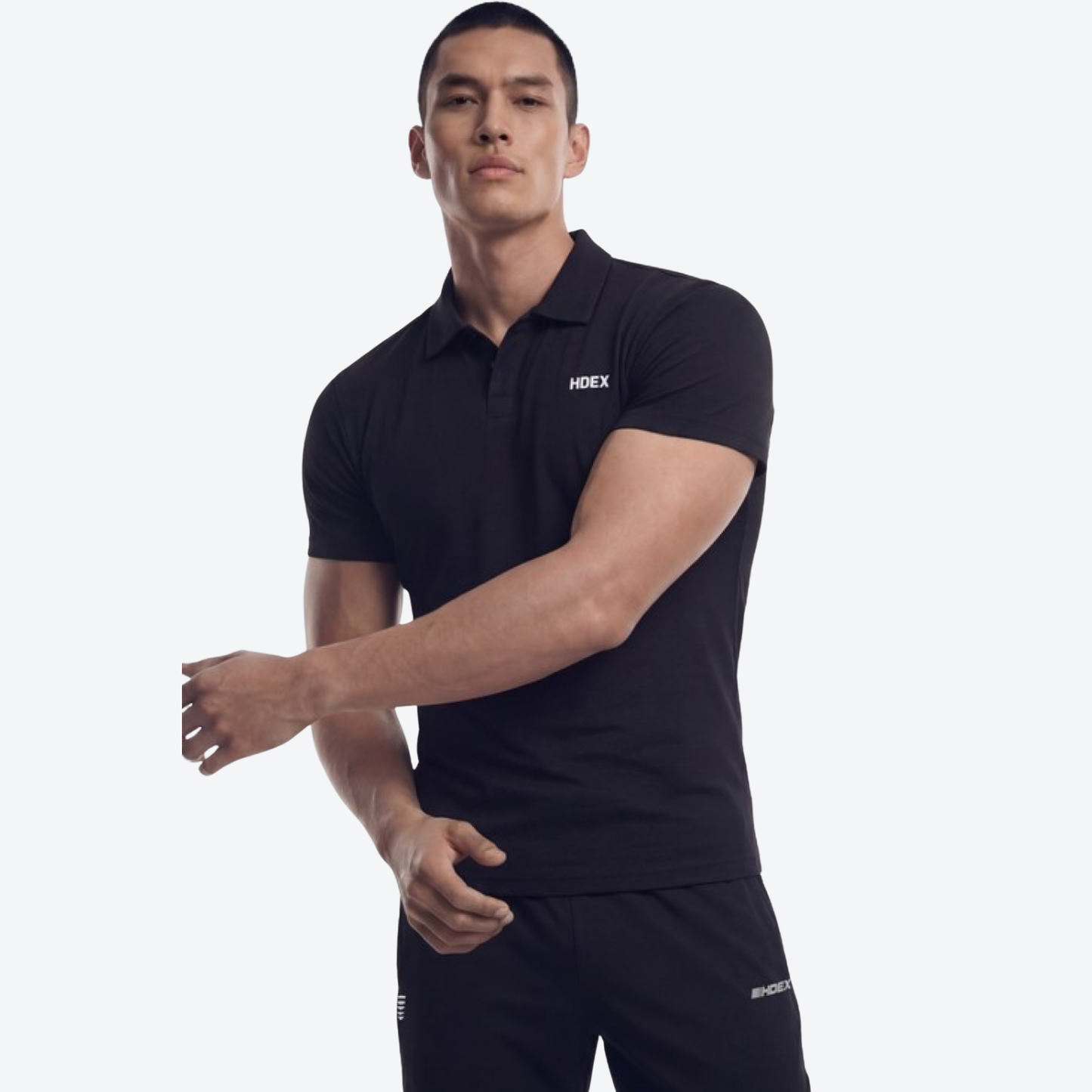 EZ Muscle Fit 莫代爾棉立領Polo衫 黑色