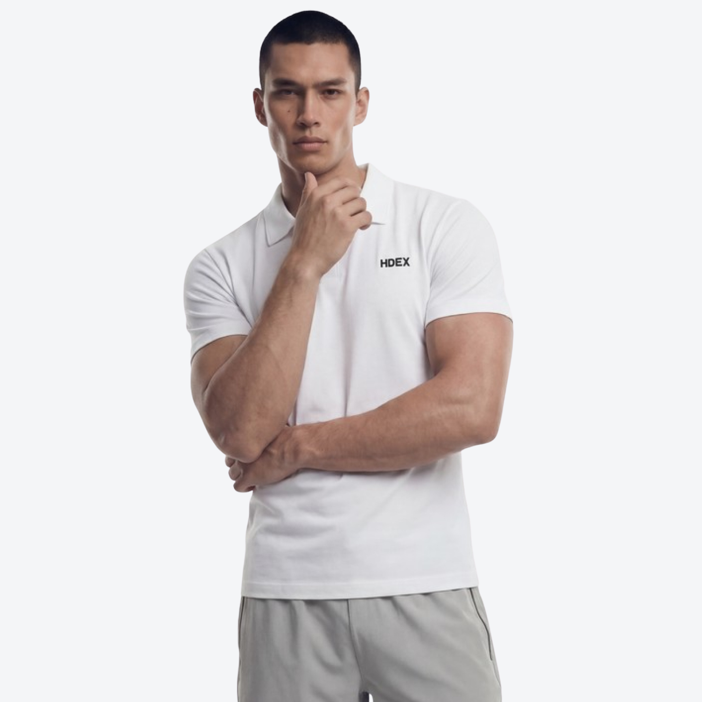 EZ Muscle Fit 莫代爾棉立領Polo衫 白色