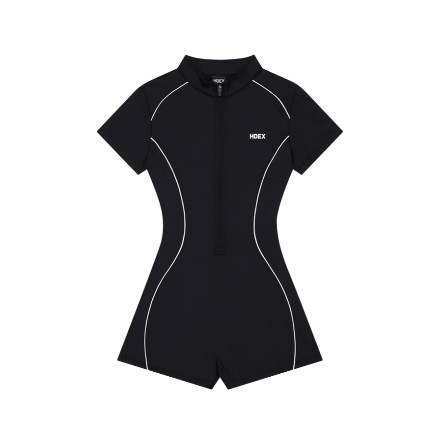 【早鳥優惠】Womens Support Piping 短袖連身運動服 黑色