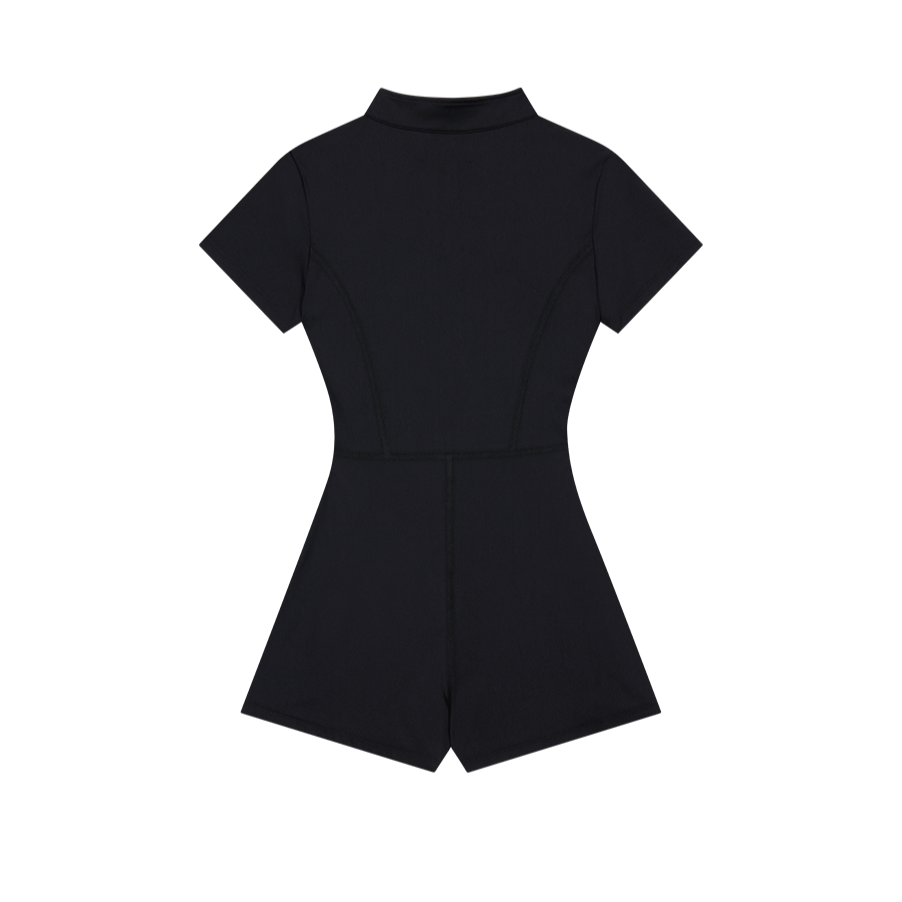 【早鳥優惠】Womens Support Piping 短袖連身運動服 黑色