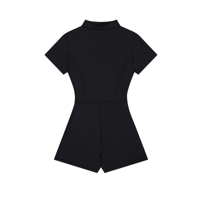 【早鳥優惠】Womens Support Piping 短袖連身運動服 黑色