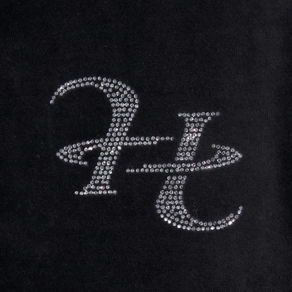 【早鳥優惠】Velour 美式街頭風貼鑽短版連帽外套 黑色