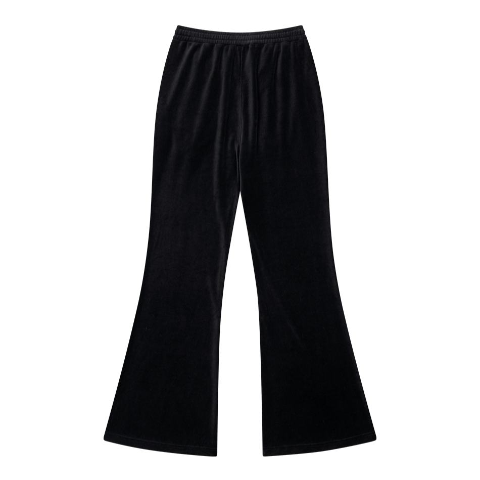 【早鳥優惠】Velour 美式街頭風貼鑽修身喇叭褲 黑色