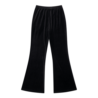 【早鳥優惠】Velour 美式街頭風貼鑽修身喇叭褲 黑色