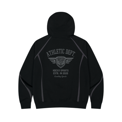 【早鳥優惠】Winged Logo Color Block 滾邊運動連帽上衣 黑色(男女同款)