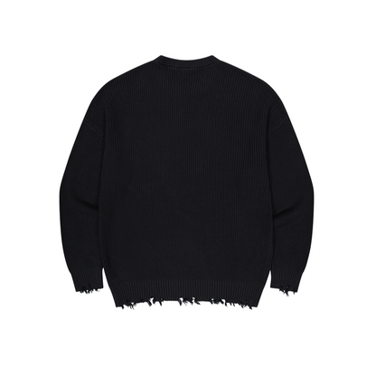 【早鳥優惠】Damage Pullover 街頭風純棉毛衣 黑色