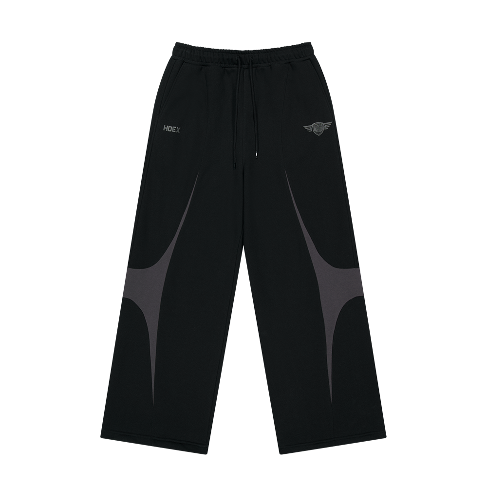 【早鳥優惠】Winged Logo Color Block 寬鬆運動長褲 黑色(男女同款)