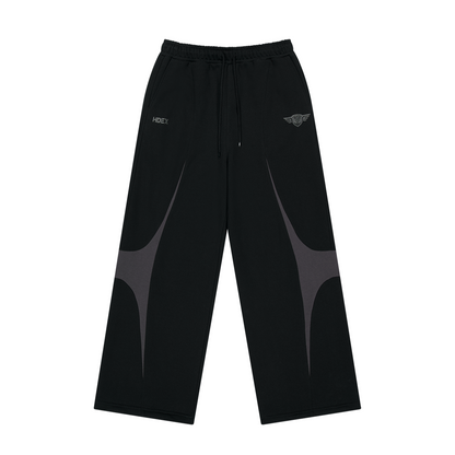 【早鳥優惠】Winged Logo Color Block 寬鬆運動長褲 黑色(男女同款)
