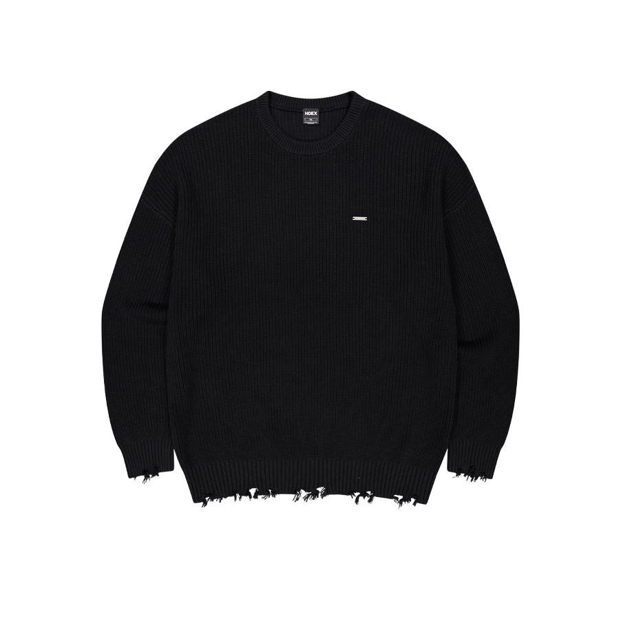 【早鳥優惠】Damage Pullover 街頭風純棉毛衣 黑色