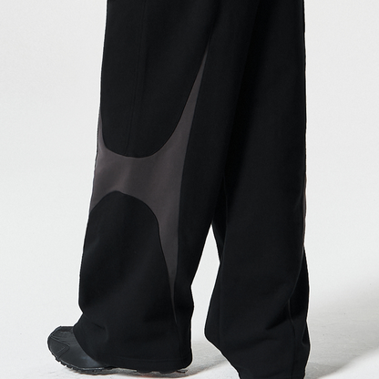 【早鳥優惠】Winged Logo Color Block 寬鬆運動長褲 黑色(男女同款)