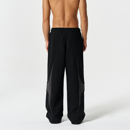 【早鳥優惠】Winged Logo Color Block 寬鬆運動長褲 黑色(男女同款)