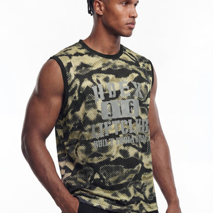 Lift Camo 透氣網眼運動背心 卡其迷彩