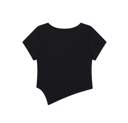 【新品預購】Womens Brisen V-Cut 不對稱剪裁修身短袖 黑色