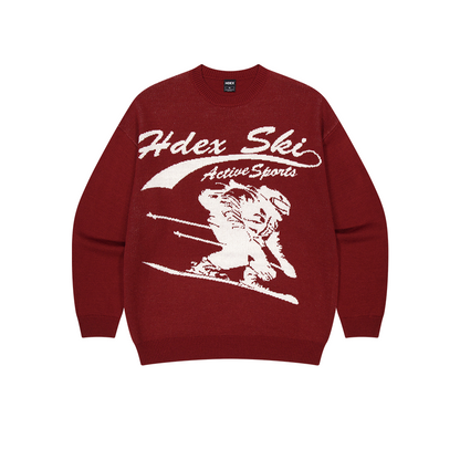 【早鳥優惠】Over Fit Ski  混羊毛針織毛衣 櫻桃紅(男女同款)