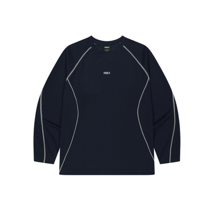 Active Mesh Stitch 滾邊透氣運動長袖上衣 海軍藍