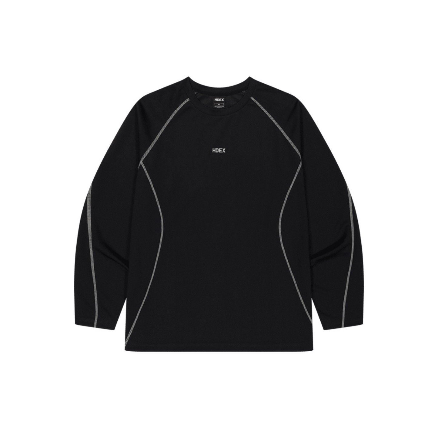 Active Mesh Stitch 滾邊透氣運動長袖上衣 黑色