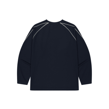 Active Mesh Stitch 滾邊透氣運動長袖上衣 海軍藍