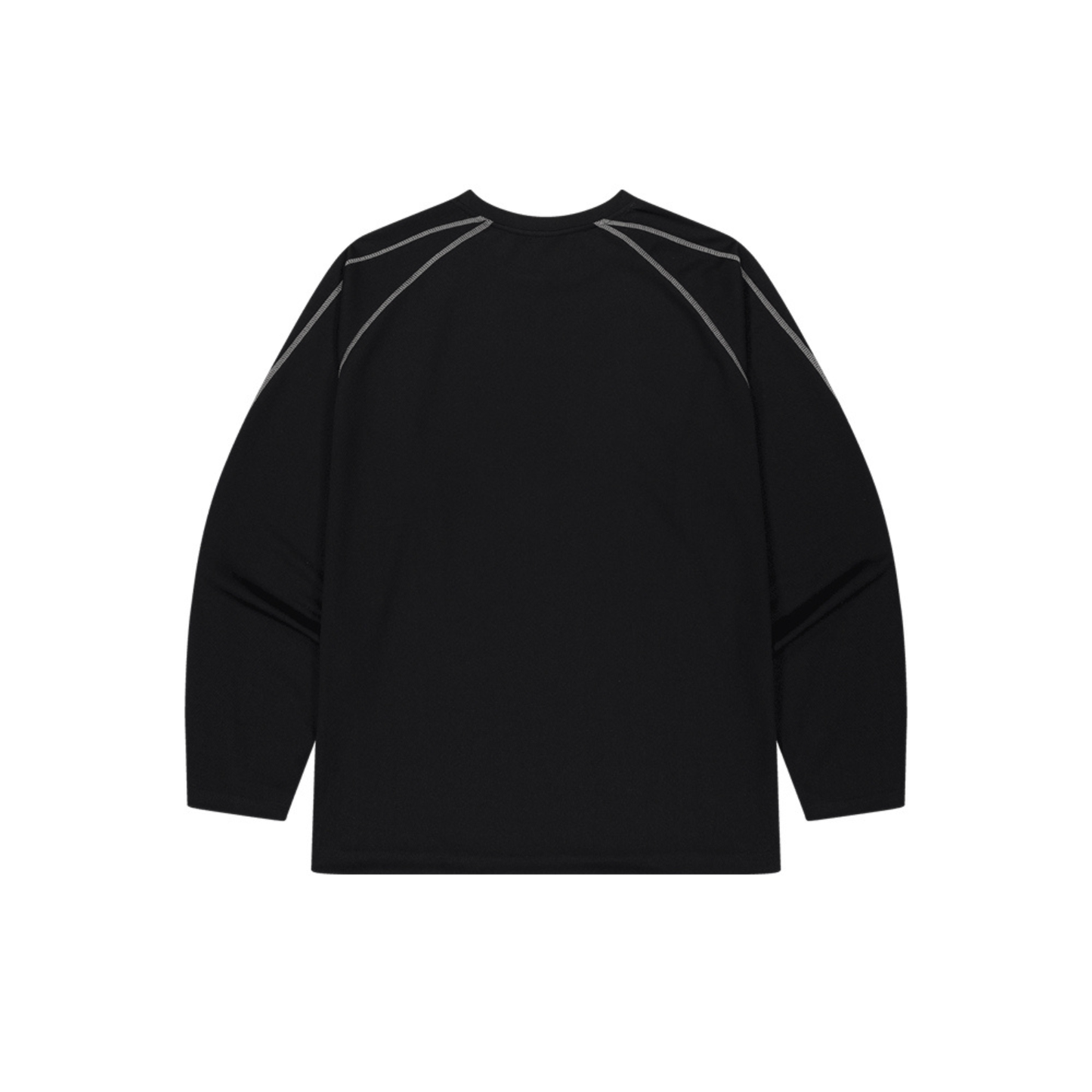 Active Mesh Stitch 滾邊透氣運動長袖上衣 黑色