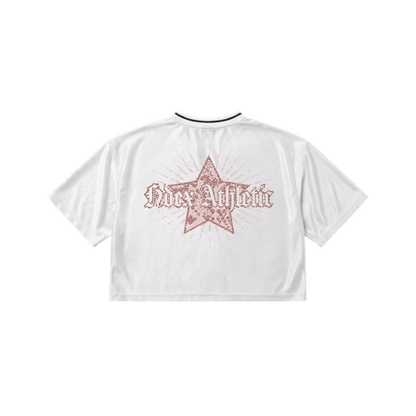 Star Satin 星星緞面短版短袖上衣 白色