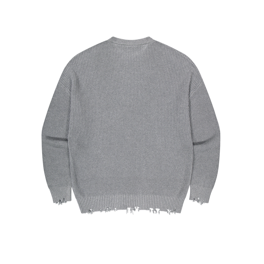 【早鳥優惠】Damage Pullover 街頭風純棉毛衣 灰色