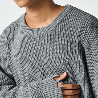 【早鳥優惠】Damage Pullover 街頭風純棉毛衣 灰色