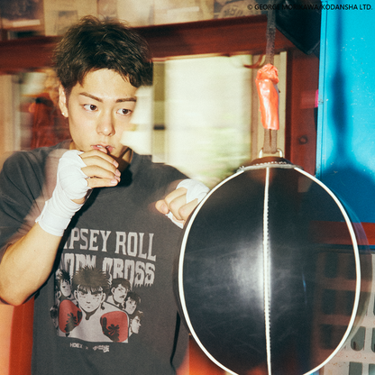 HDEX x 第一神拳 復古休閒短袖上衣 水洗深灰色